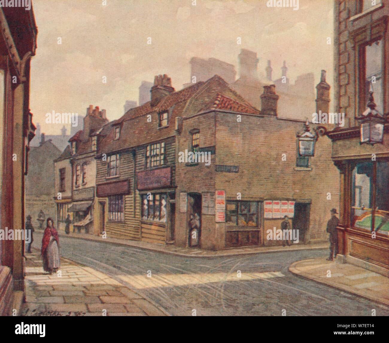 "Vecchie case di nevai, Bermondsey', 1887 (1926). Artista: John Crowther. Foto Stock