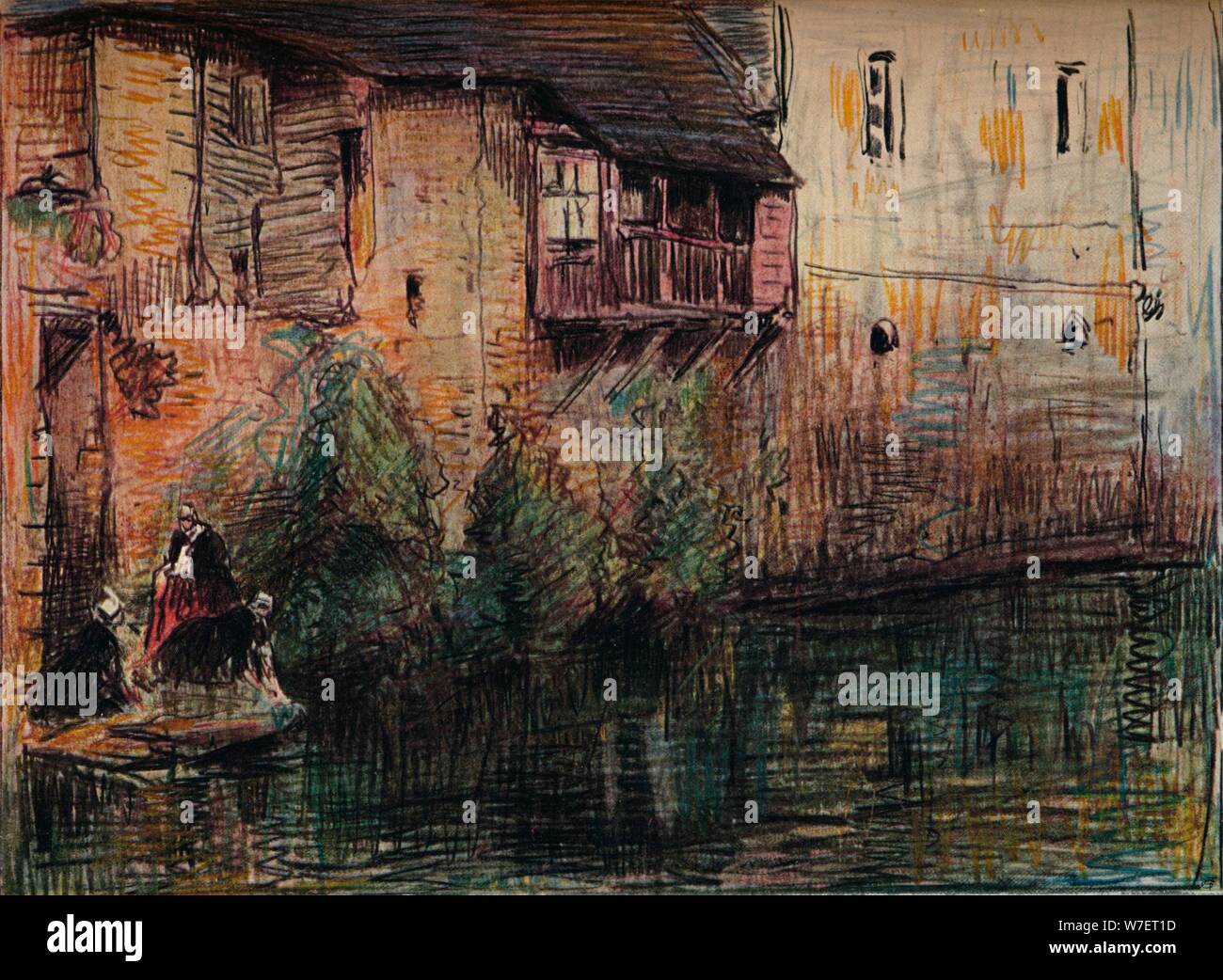 'Canal Scena, Quimperle', C1907. Artista: William Henry Charlton. Foto Stock