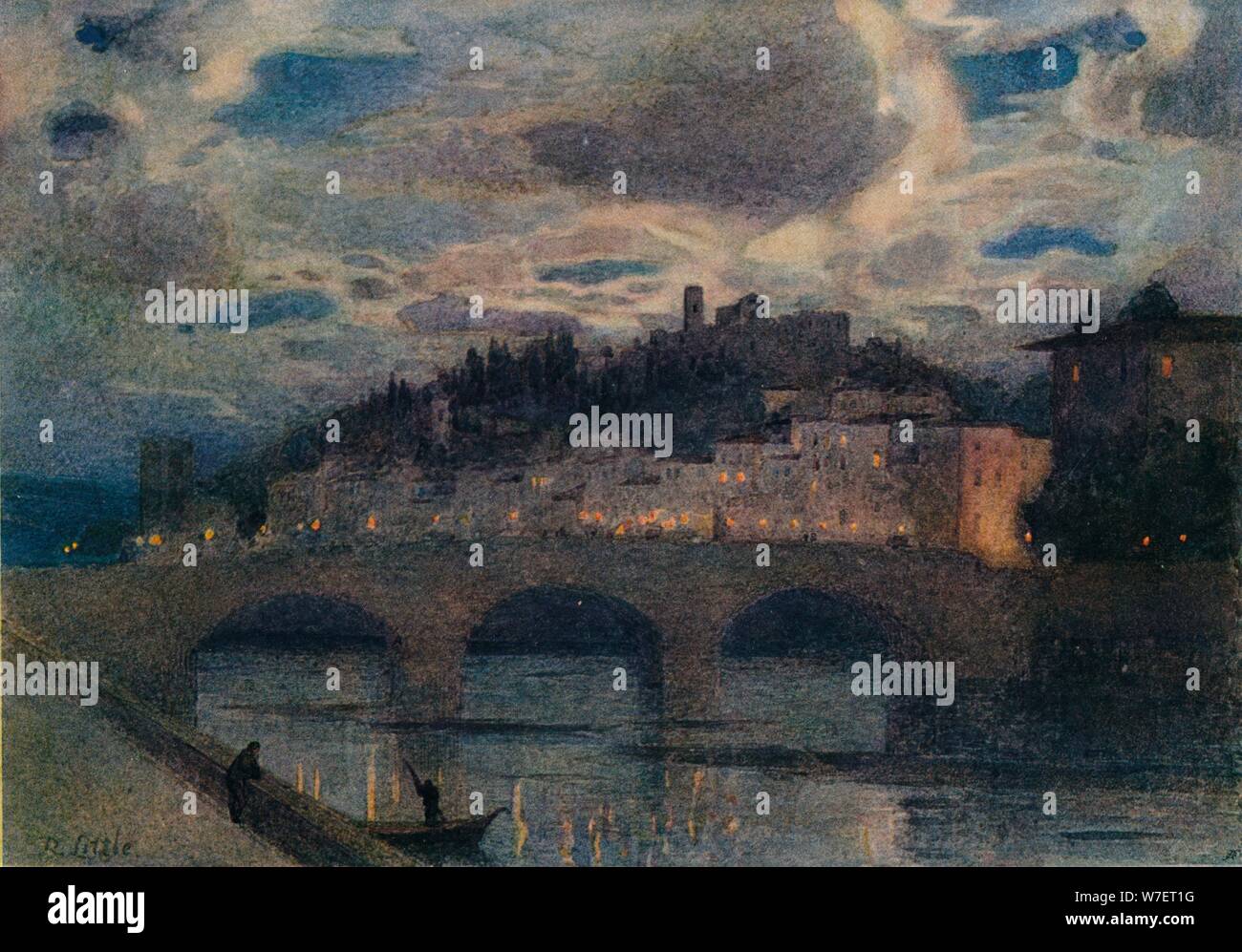 'Moonlight sull'Arno, Firenze', C1907. Artista: Robert W poco. Foto Stock