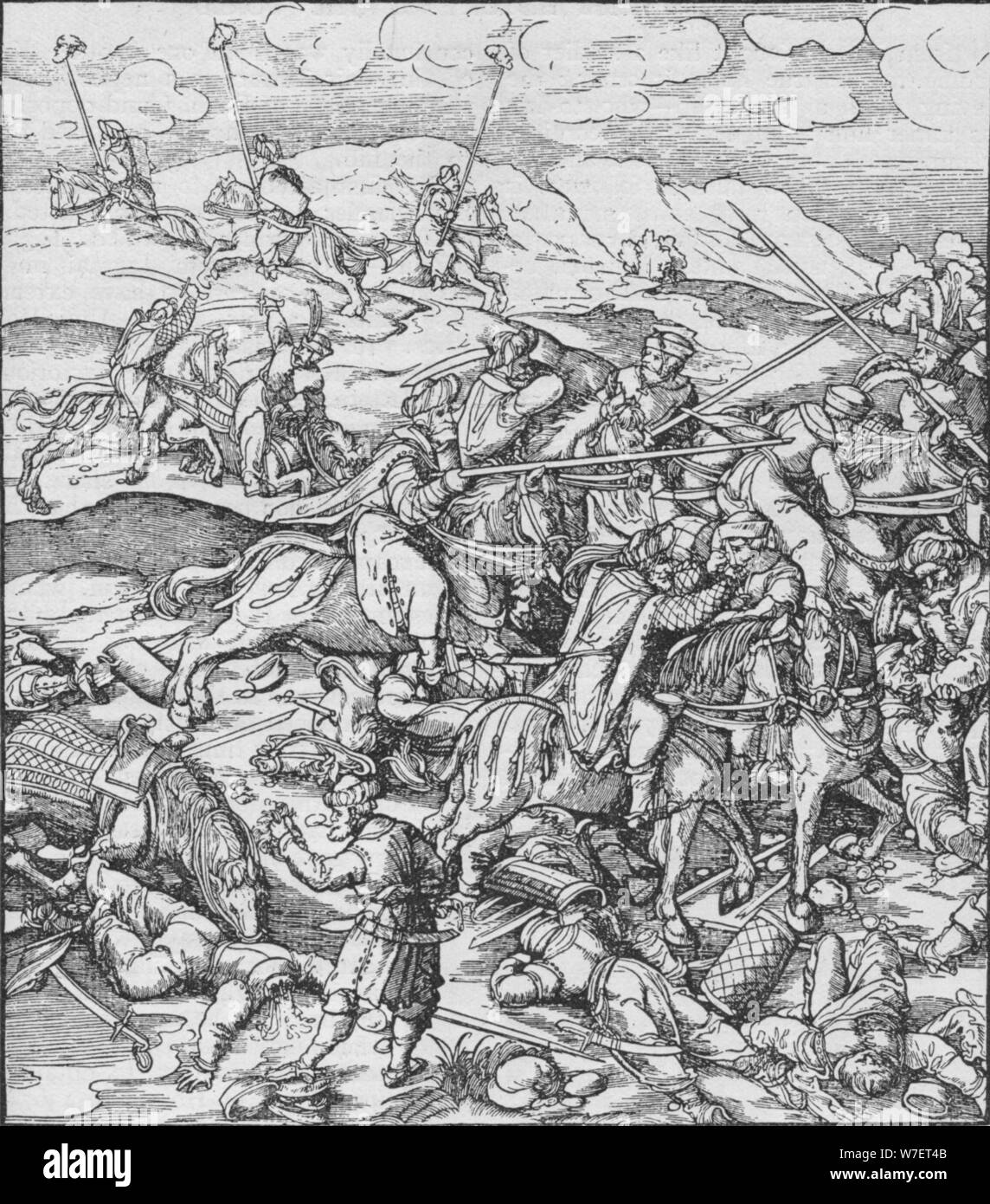 Battaglia tra i Mongoli sotto Timur e i turchi, c1400 (1908). Artista: sconosciuto. Foto Stock