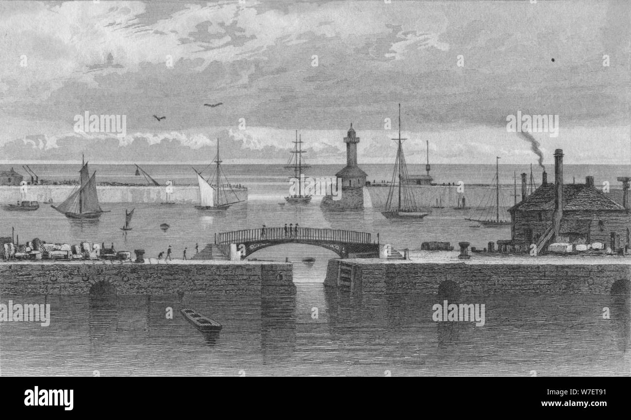 "Ramsgate Harbour e Light House, Kent', C1829. Artista: C Bedford. Foto Stock