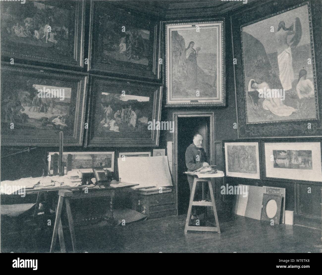 "Puvis de Chavannes nel suo studio', C1897. Artista: sconosciuto. Foto Stock