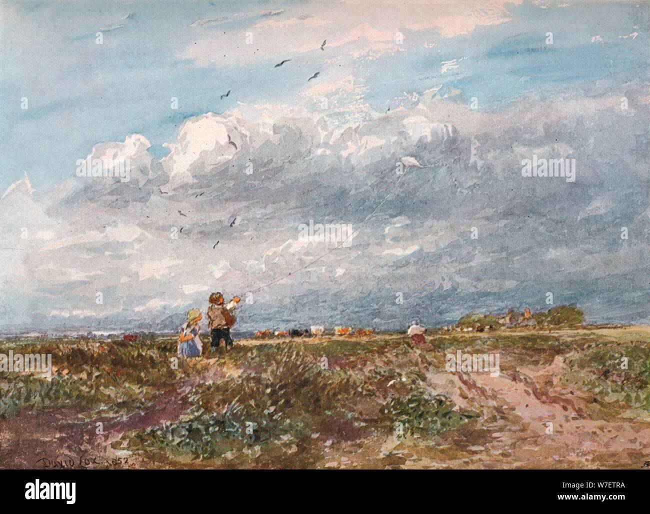 'Far volare il kite", 1852. Artista: David Cox il sambuco. Foto Stock