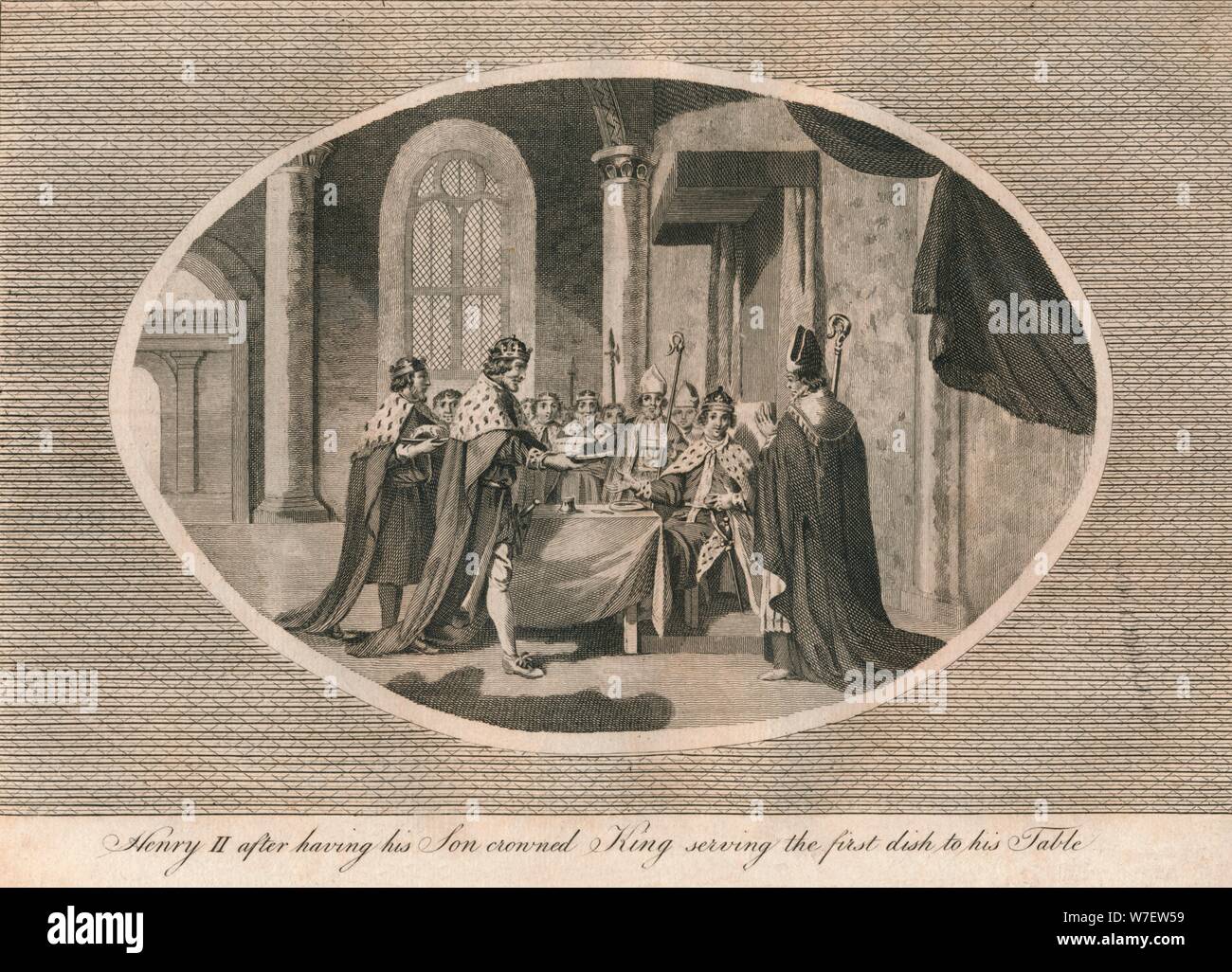 Enrico II, dopo aver suo figlio incoronato re, servendo il primo piatto alla sua tavola, 1170 (1793). Artista: sconosciuto. Foto Stock