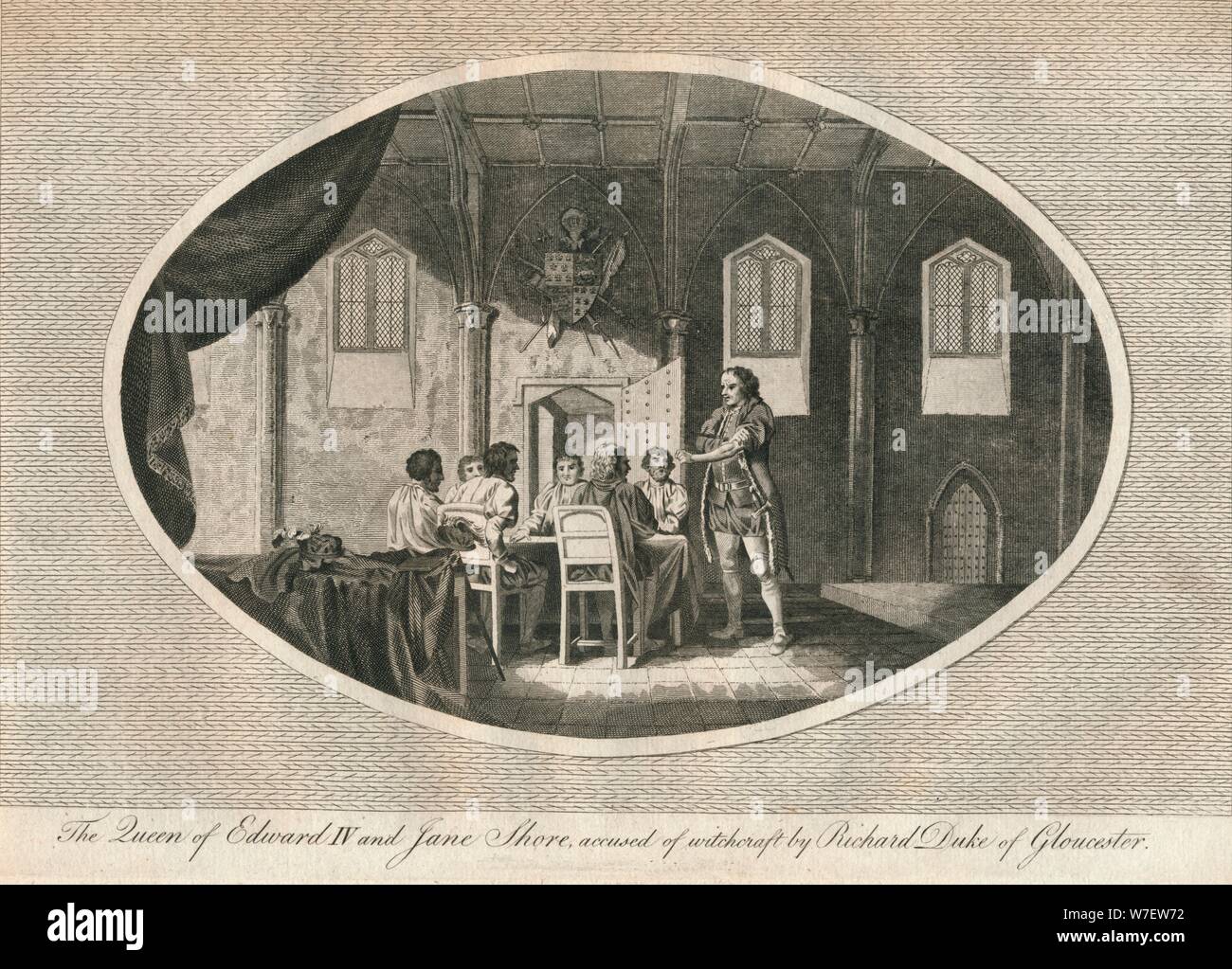 Elizabeth Sir Alfred Hitchcock e Jane Shore accusato da Richard, duca di Gloucester, 1483 (1793). Artista: sconosciuto. Foto Stock