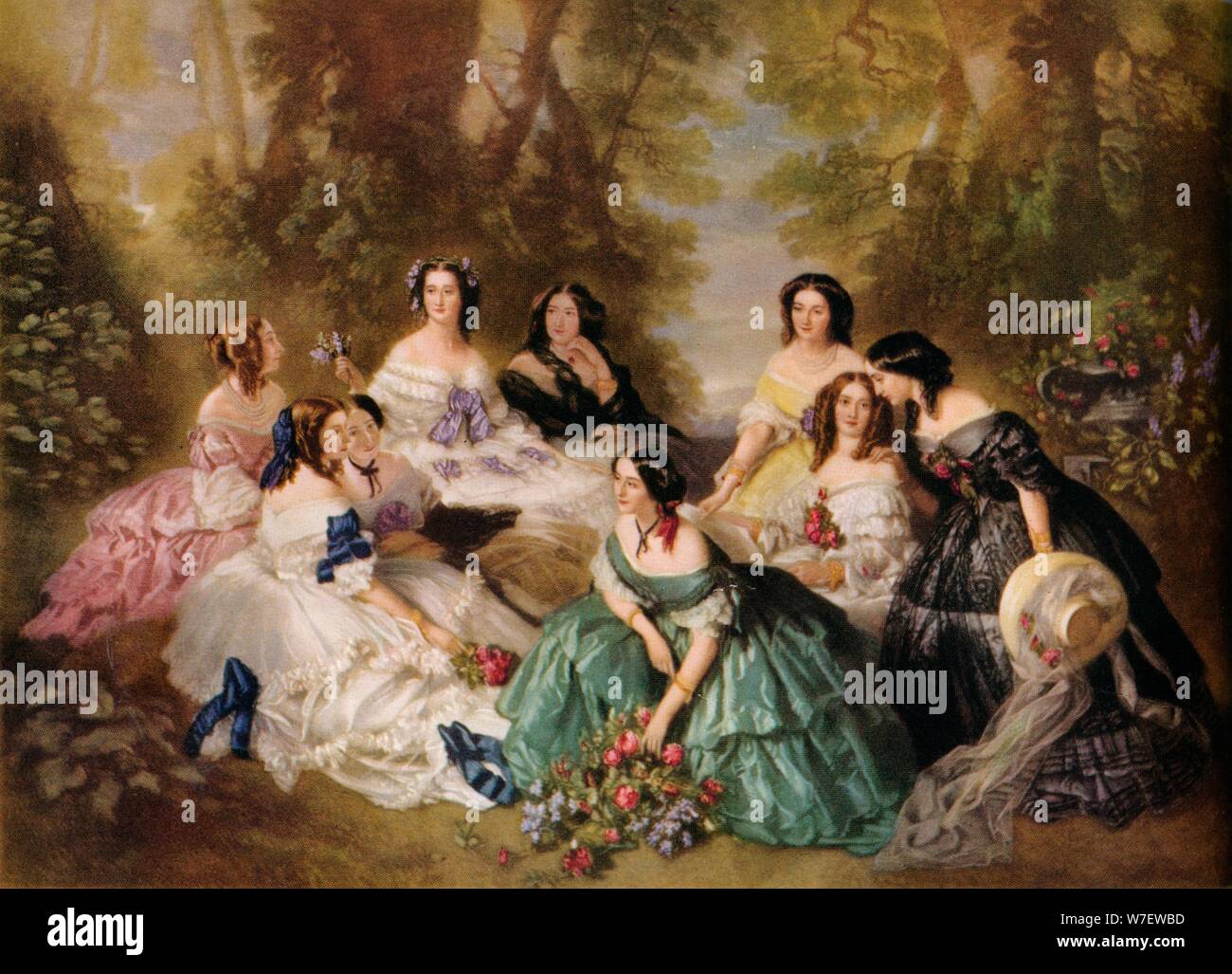 "L'Imperatrice Eugenie circondato dalle sue dame', C1920. Artista: Arthur Leonard Cox. Foto Stock