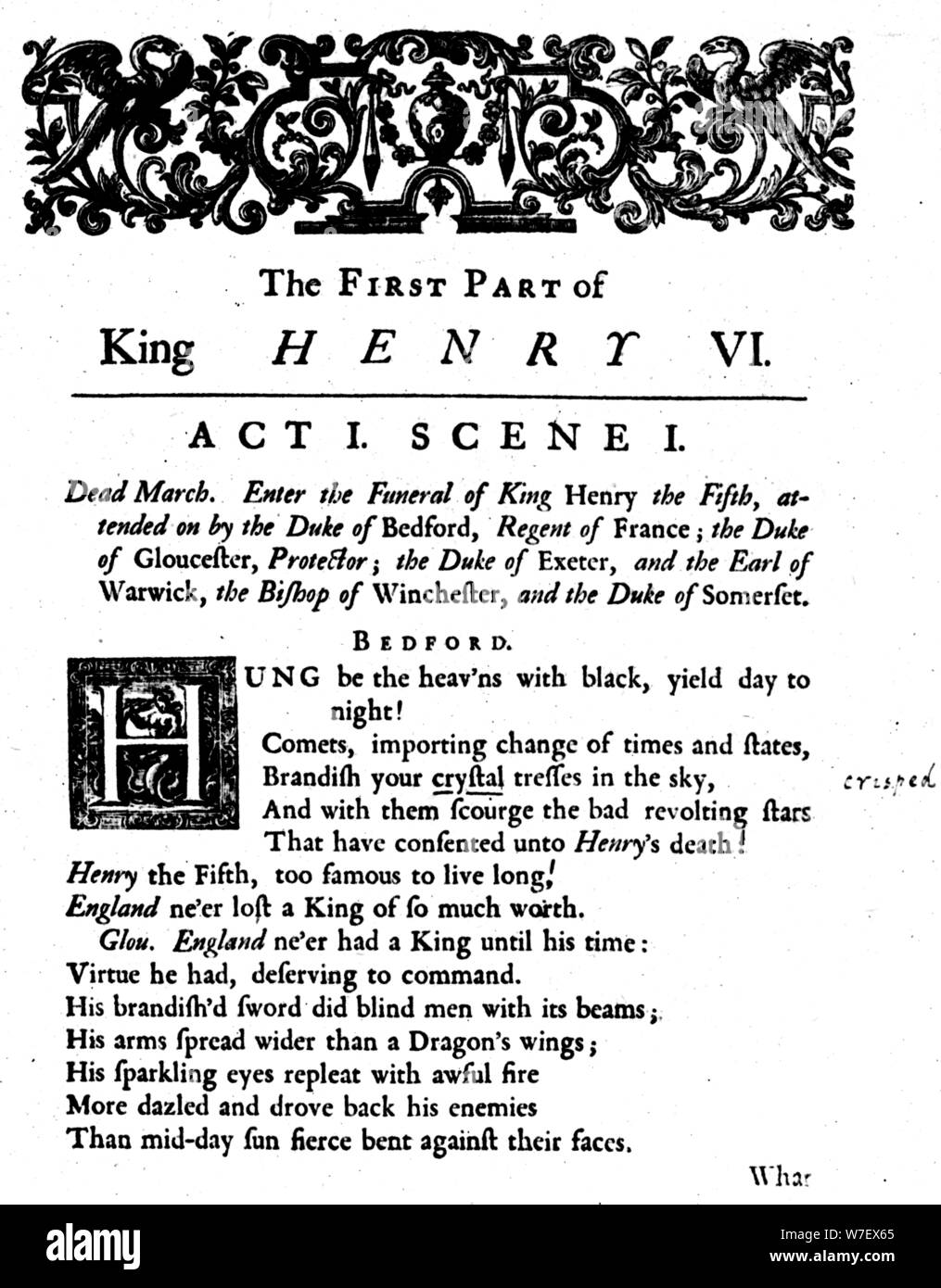 "Re Henry VI. Atto 1. Scena 1', c1723, (1946). Artista: sconosciuto. Foto Stock