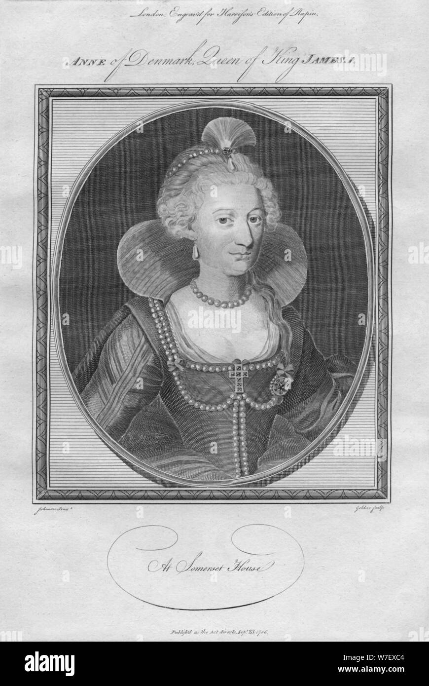 Anna di Danimarca, Regina del Re Giacomo I, 1786. Artista: Anon. Foto Stock