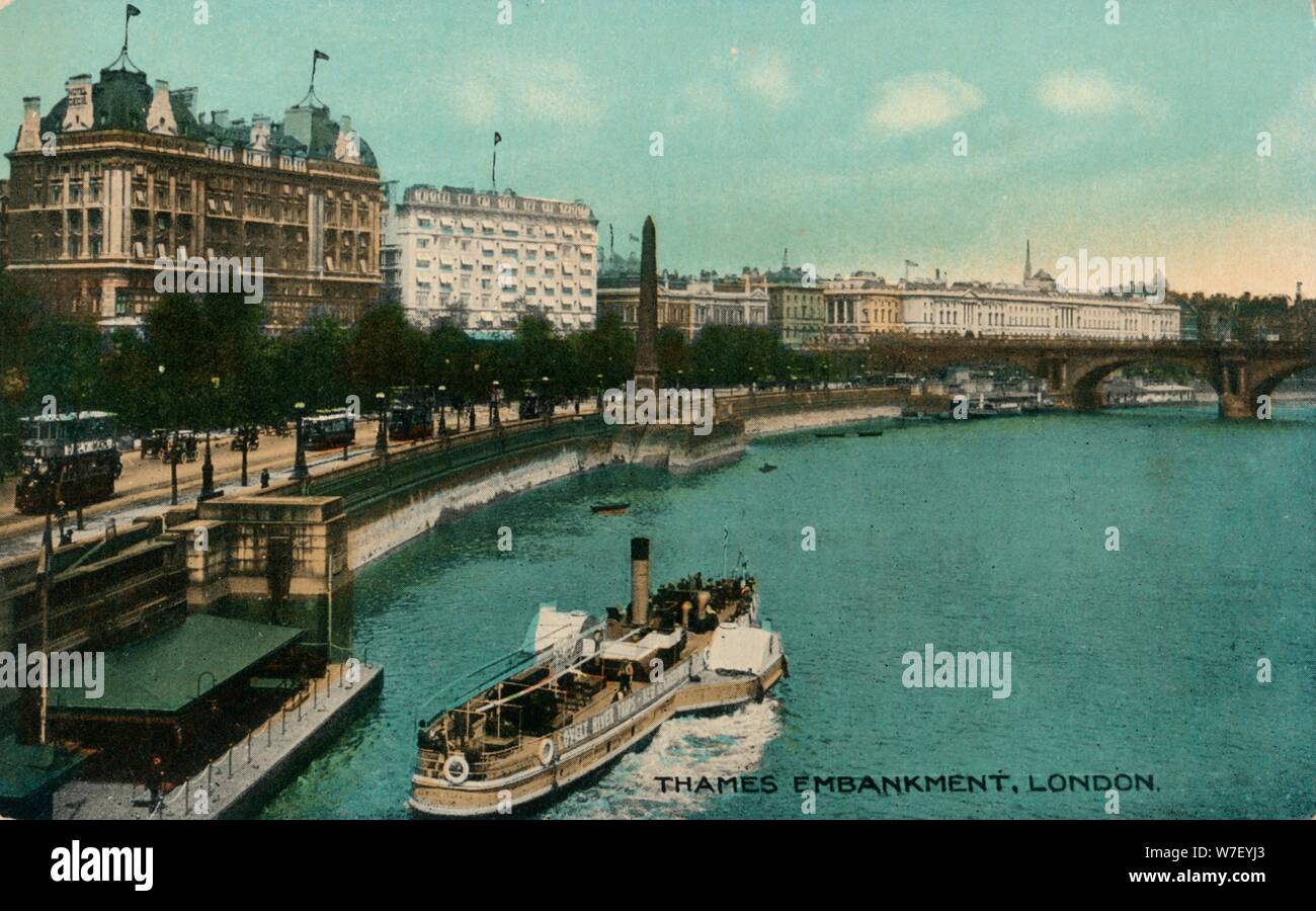 "Thames Embankment, London', C1910. Artista: sconosciuto. Foto Stock