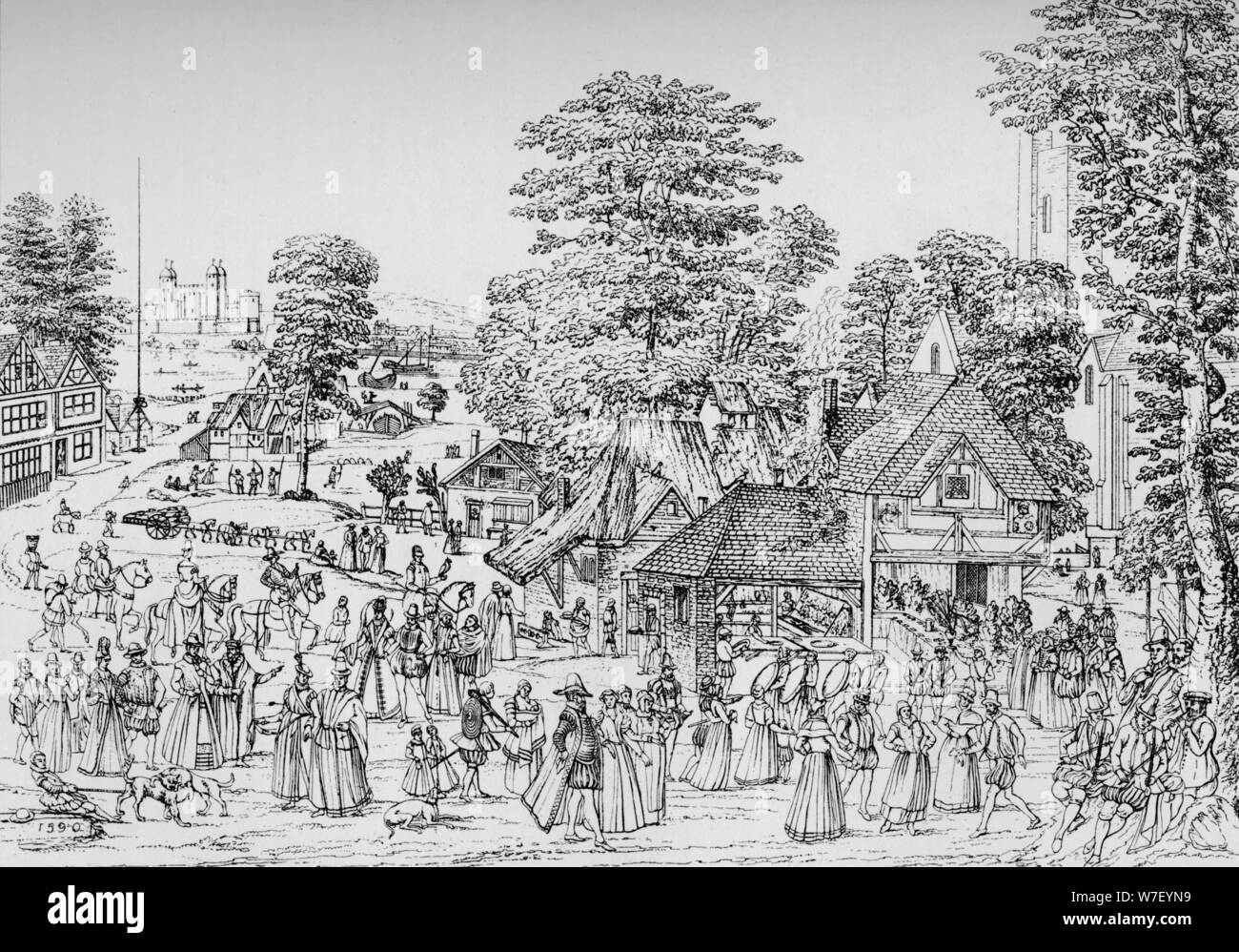 Un fete a Horselydown, Southwark, in 1590, 1904. Artista: sconosciuto. Foto Stock