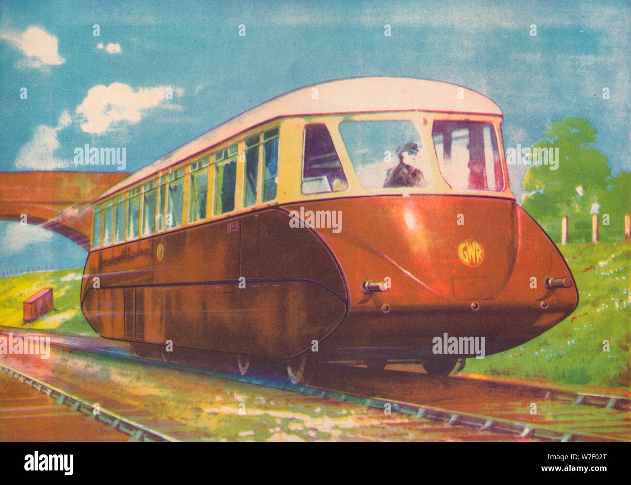 "Express motore Diesel auto Rampa, G.W.R.", 1940. Artista: sconosciuto. Foto Stock