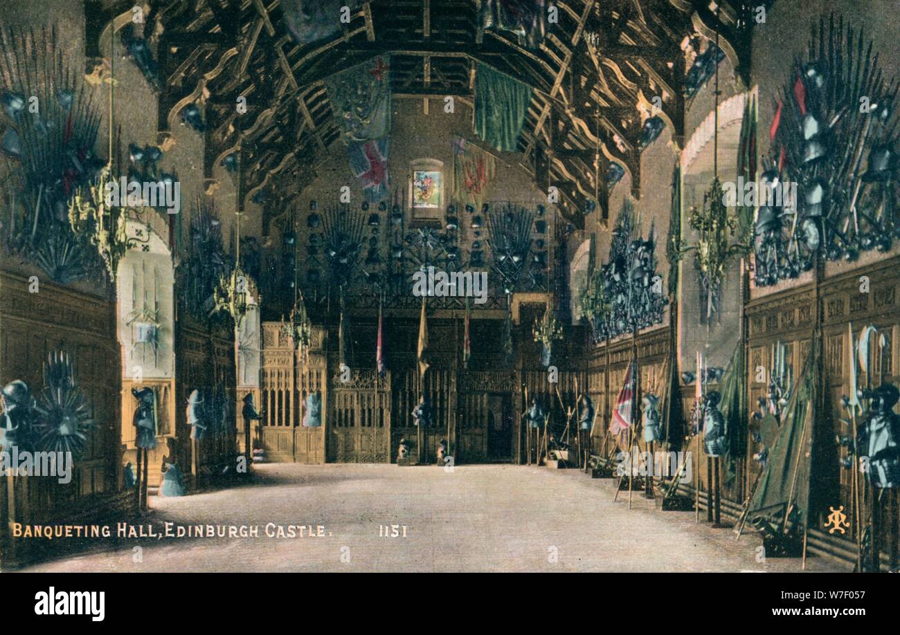 " Sala banchetti, il Castello di Edinburgo e', C1930. Artista: sconosciuto. Foto Stock