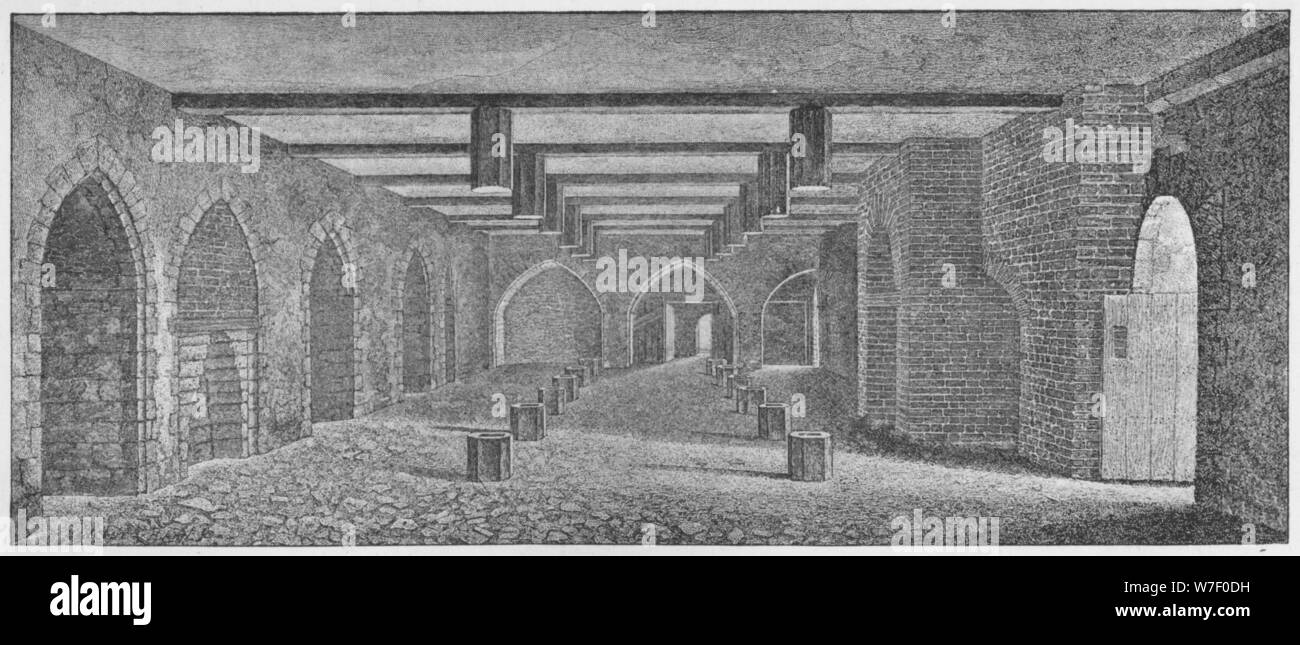 'Interno della cripta denominata "polvere Cantina Plot' sotto il vecchio Palazzo di Westminster', C1883 Artista: William Patten. Foto Stock