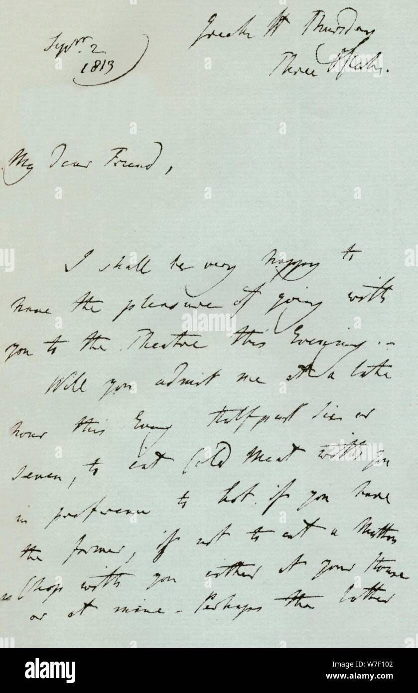 Una lettera da Sir Thomas Lawrence, 1819 (1904). Artista: Thomas Lawrence. Foto Stock