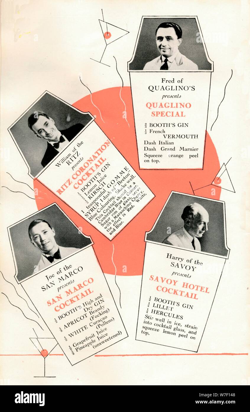 "Ricette di cocktail', C1935 (1935). Artista: sconosciuto. Foto Stock