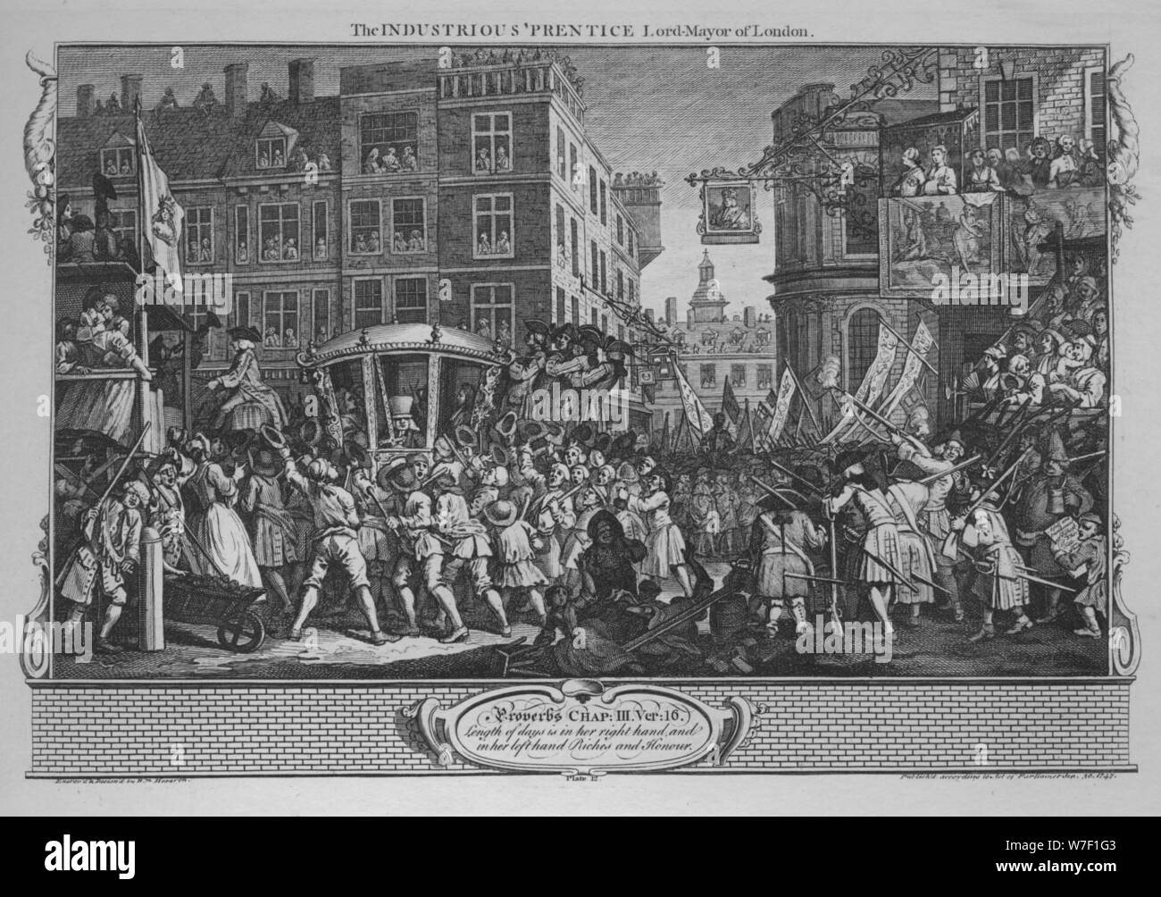 'L'operosa 'Prentice Lord-Mayor di Londra' - piastra 12 da 'industria e ozio", 1747. Artista: William Hogarth. Foto Stock