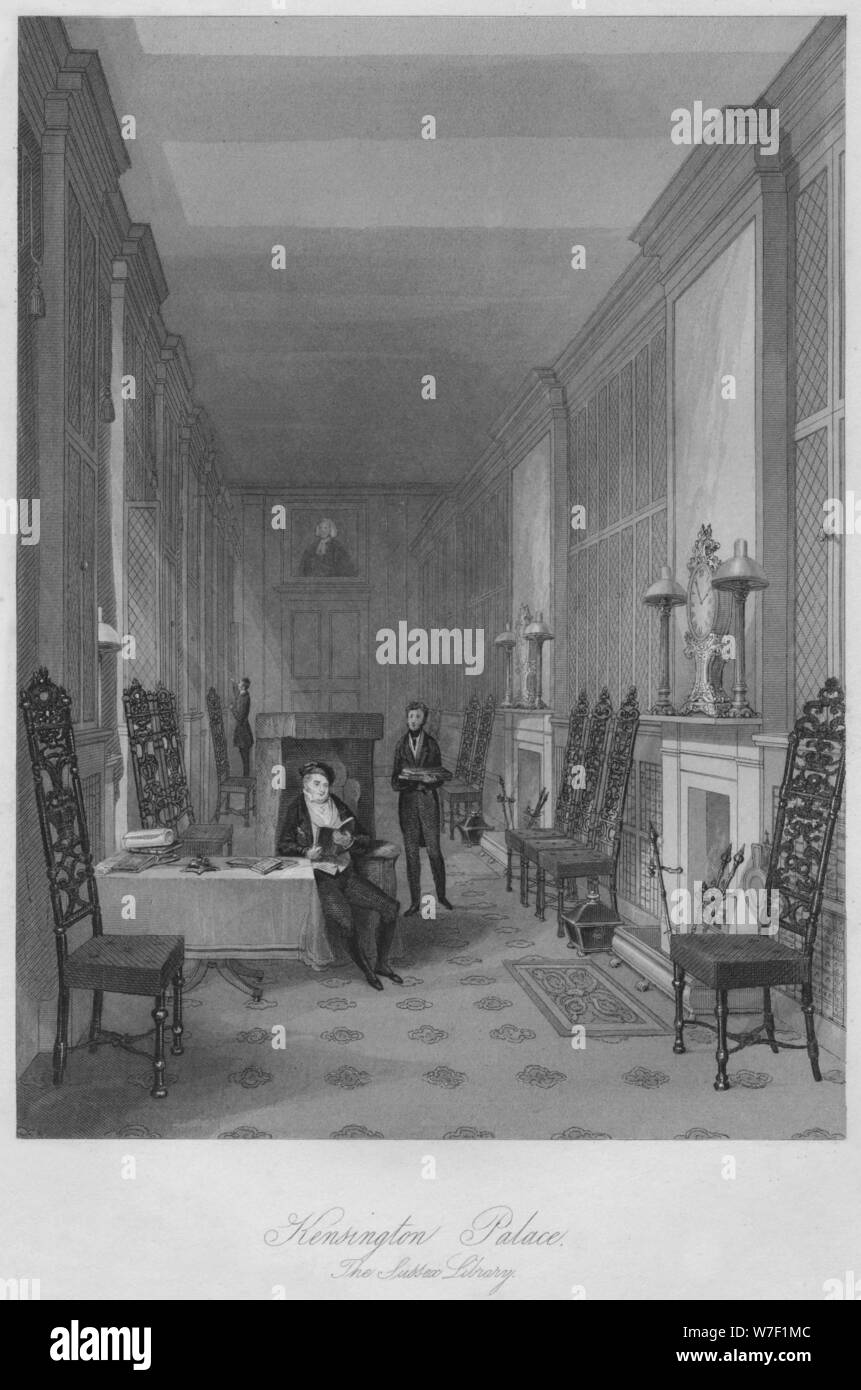 " Kensington Palace. Il Sussex Library', C1841. Artista: Henry Melville. Foto Stock