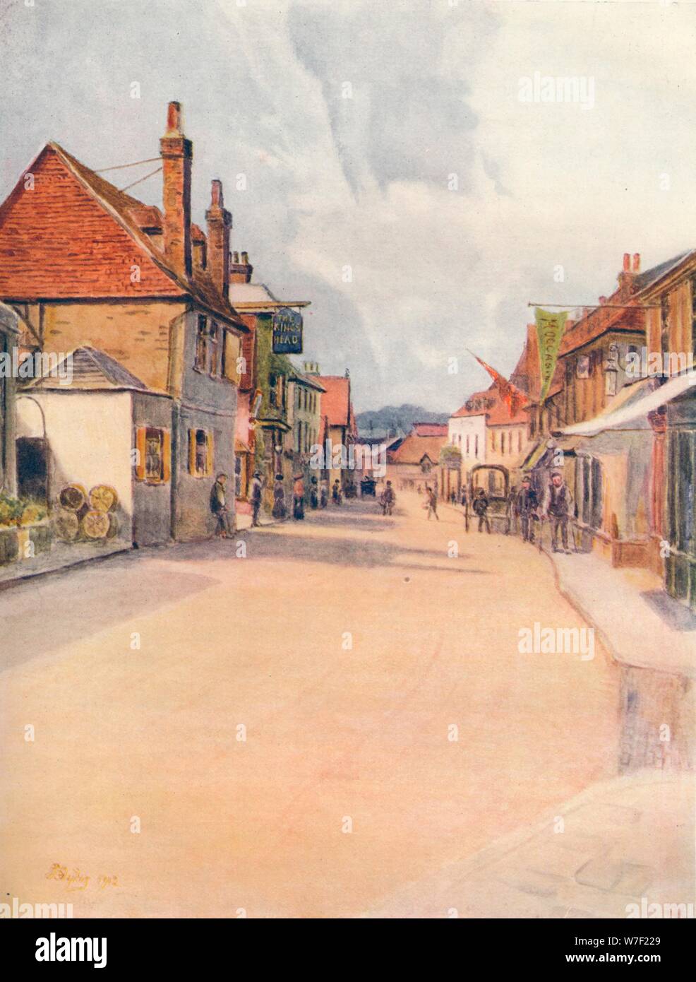 'High Street, Leatherhead', 1912, (1914). Artista: James Ogilvy s. Foto Stock