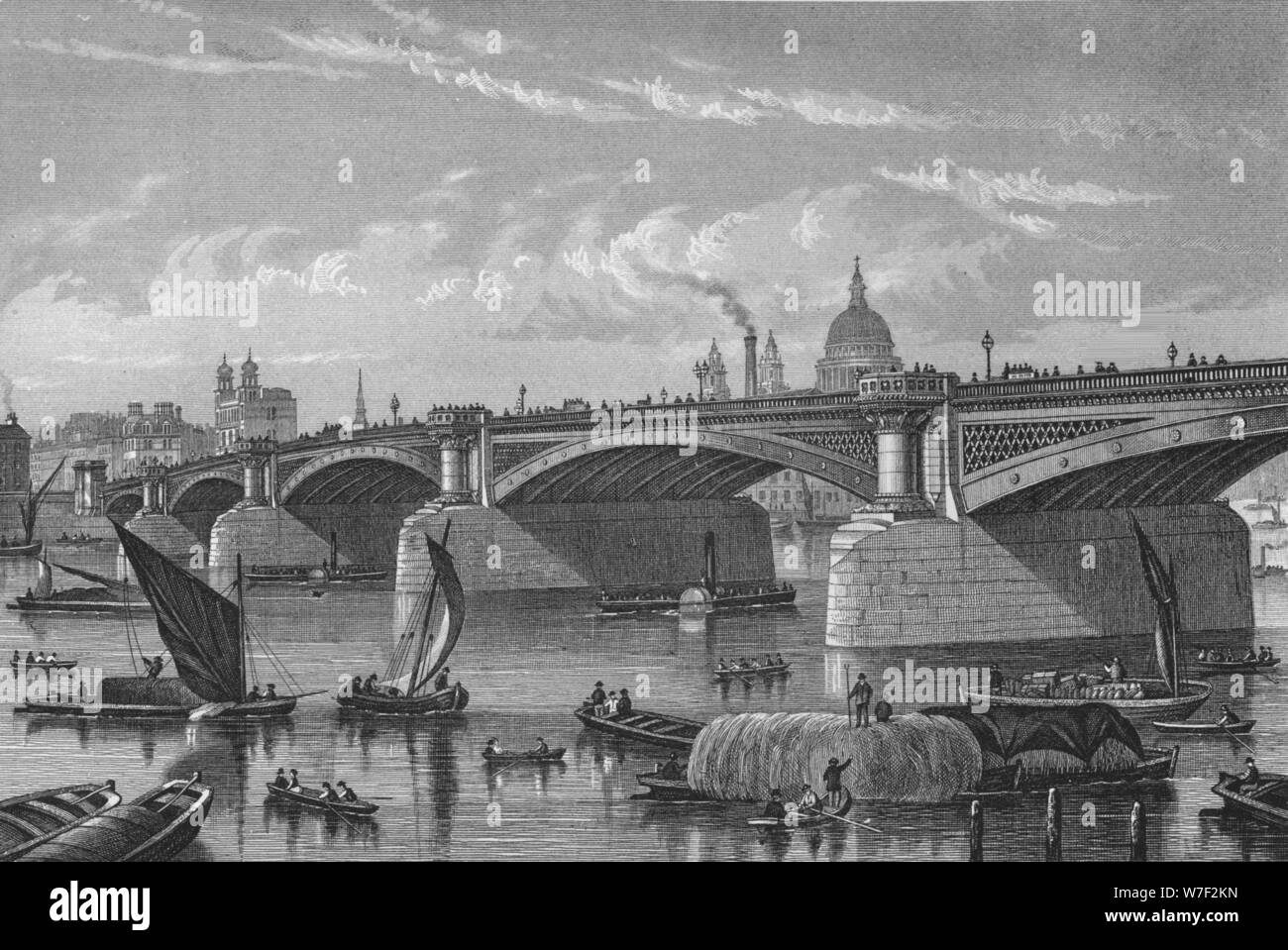 Blackfriars Bridge dal lato del Surrey, Londra, c1875 (1878). Artista: sconosciuto. Foto Stock