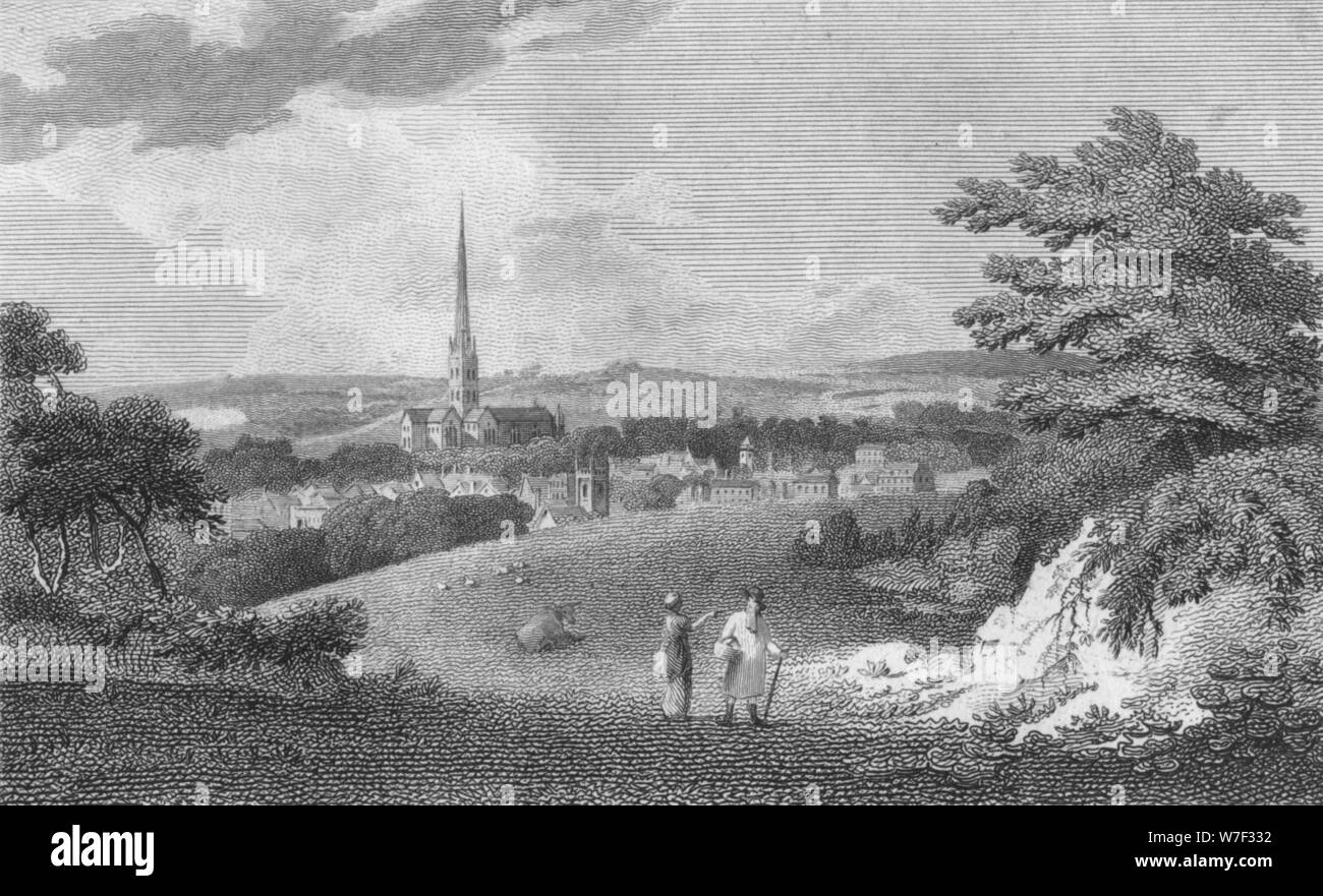 'Salisbury, dal London Road", 1805. Artista: Samuel Rawle. Foto Stock
