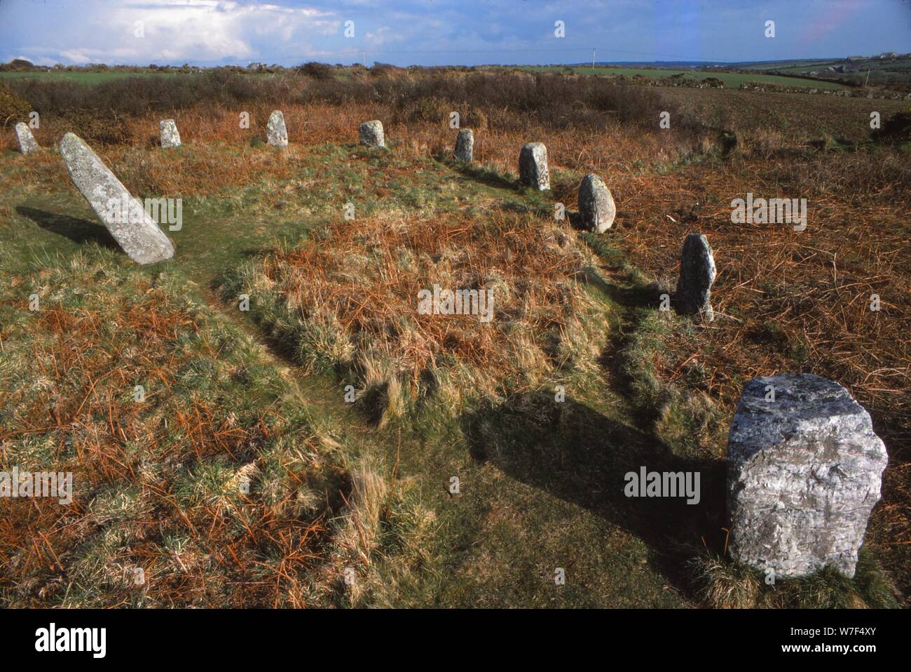 Boscawen-Un cerchio di pietra vicino San Buryan, Penwith, Cornovaglia del XX secolo. Artista: CM Dixon. Foto Stock