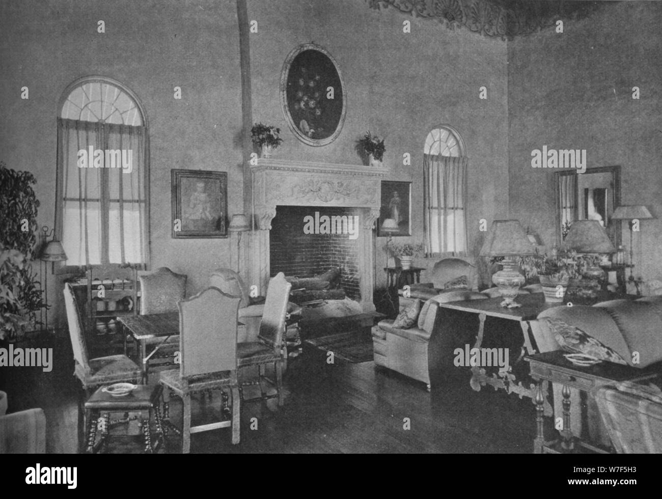 Soggiorno, Gulf Stream Golf Club, Palm Beach, Florida, 1925. Artista: sconosciuto. Foto Stock