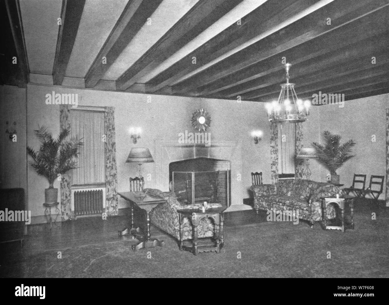 Dettaglio, soggiorno, Bonnie Briar Country Club, Larchmont, New York, 1925. Artista: sconosciuto. Foto Stock