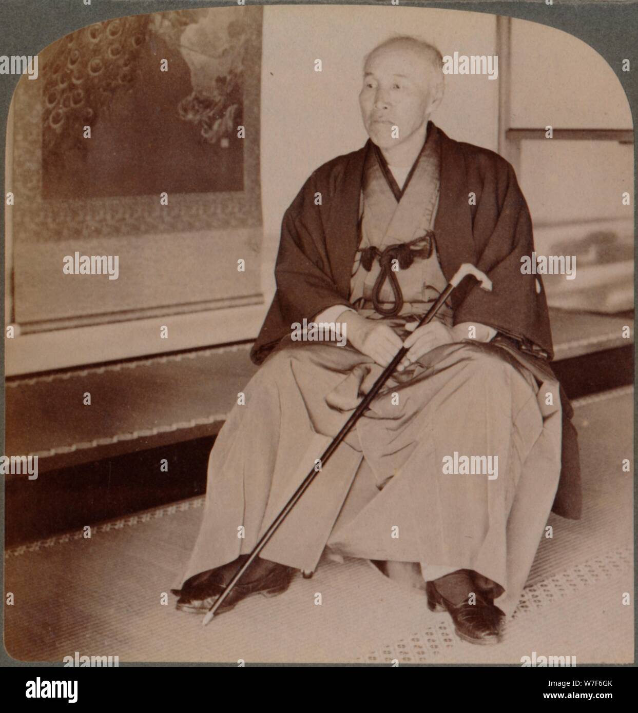 'Conteggio Okuma, Ex-Minister degli Affari esteri, a casa, Tokyo, Giappone", 1904. Artista: sconosciuto. Foto Stock