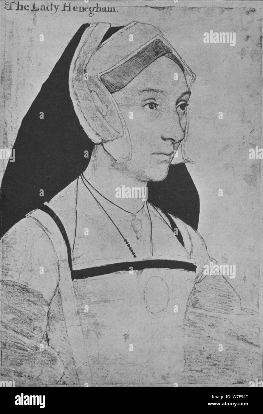 'Mary, Lady Heveningham', c1532-1543 (1945). Artista: Hans Holbein il Giovane. Foto Stock