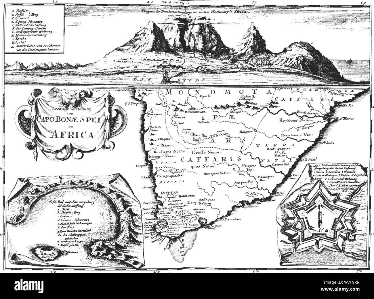 'Map da Pietro Kolbe il Capo di Buona Speranza, 1719', 1719, (1931). Artista: Pietro Kolbe. Foto Stock