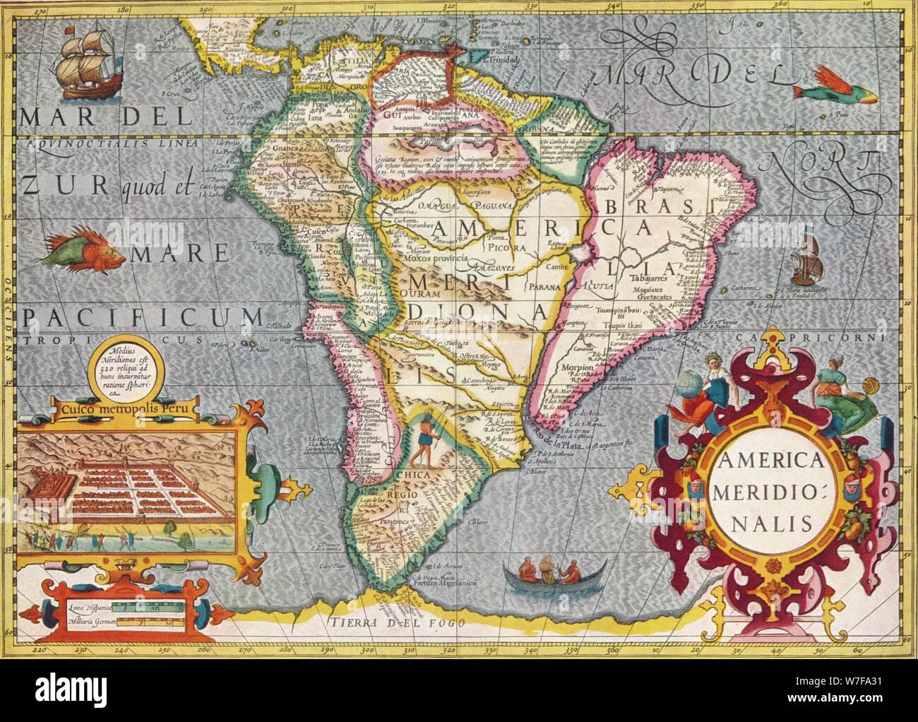 "Il Sud America (America Meridionalis): dall'Atlas di Gerardus Mercator', 1633, (1936). Artista: Gerardus Mercator. Foto Stock
