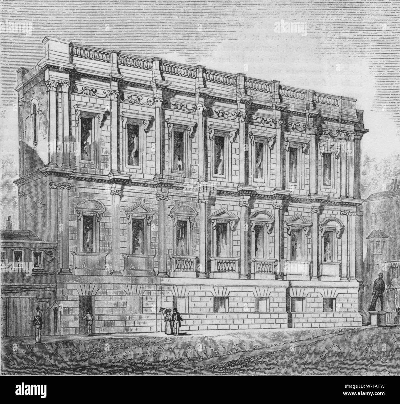 'Fronte Orientale della sala banchetti, Whitehall', 1835, (1845). Artista: John Jackson. Foto Stock