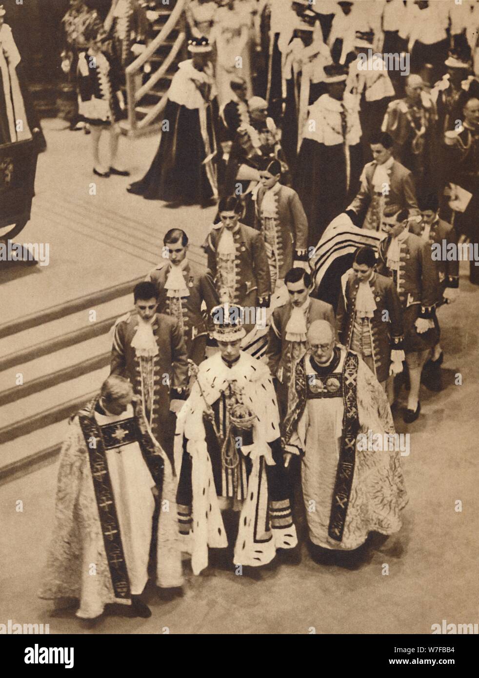 " King George VI lascia l' Abbazia, 12 maggio 1937. Artista: sconosciuto. Foto Stock