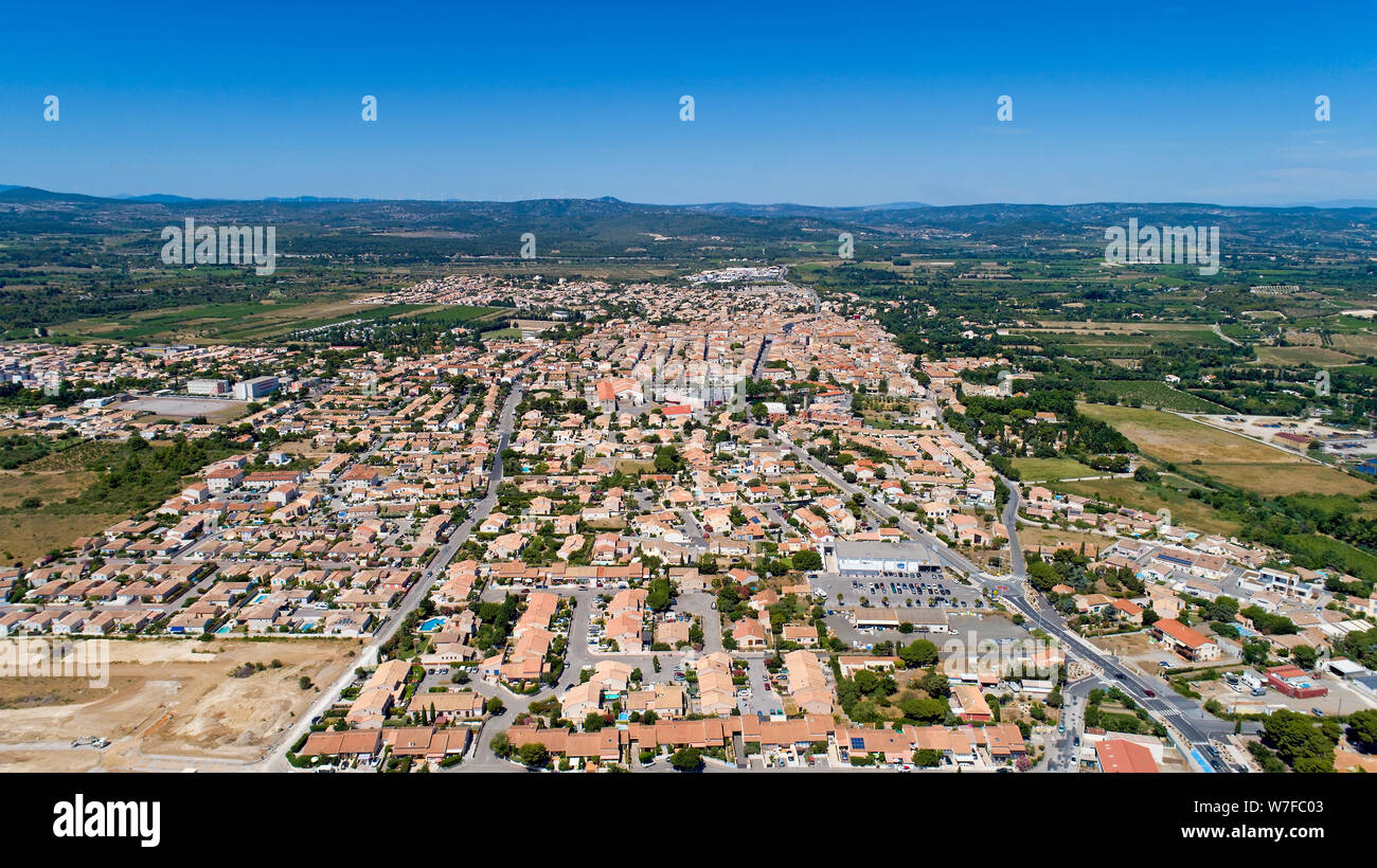 Foto aerea di Sigean nel Aude, Francia Foto Stock