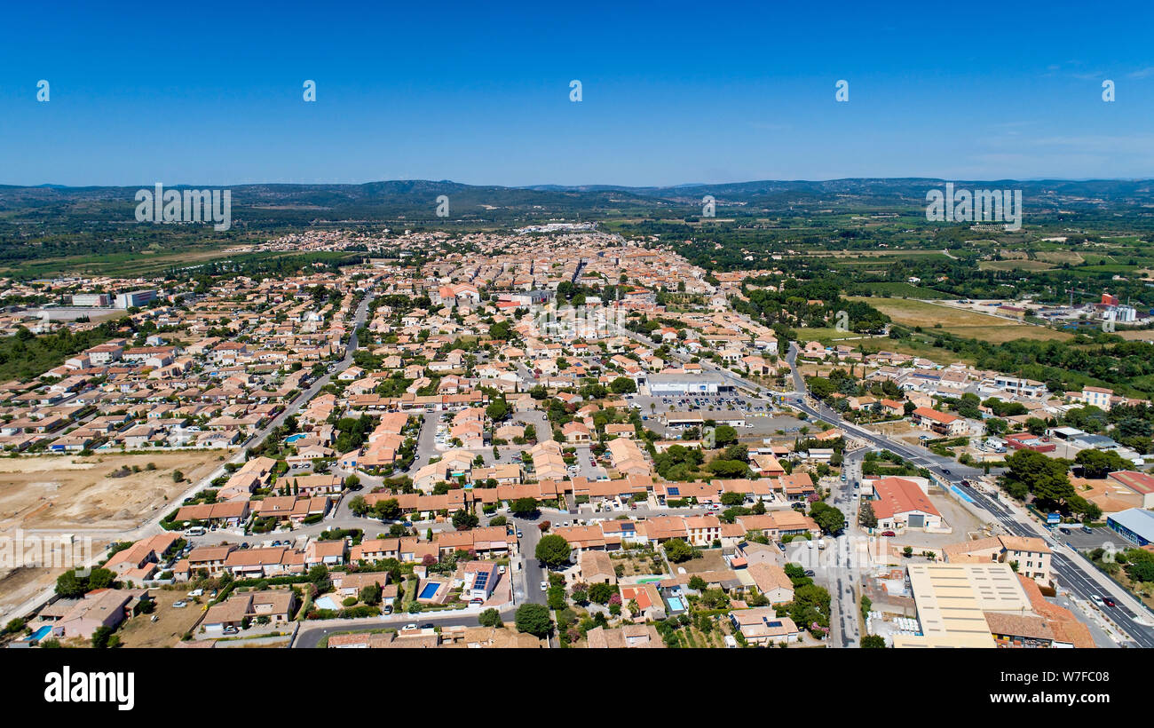 Foto aerea di Sigean nel Aude, Francia Foto Stock