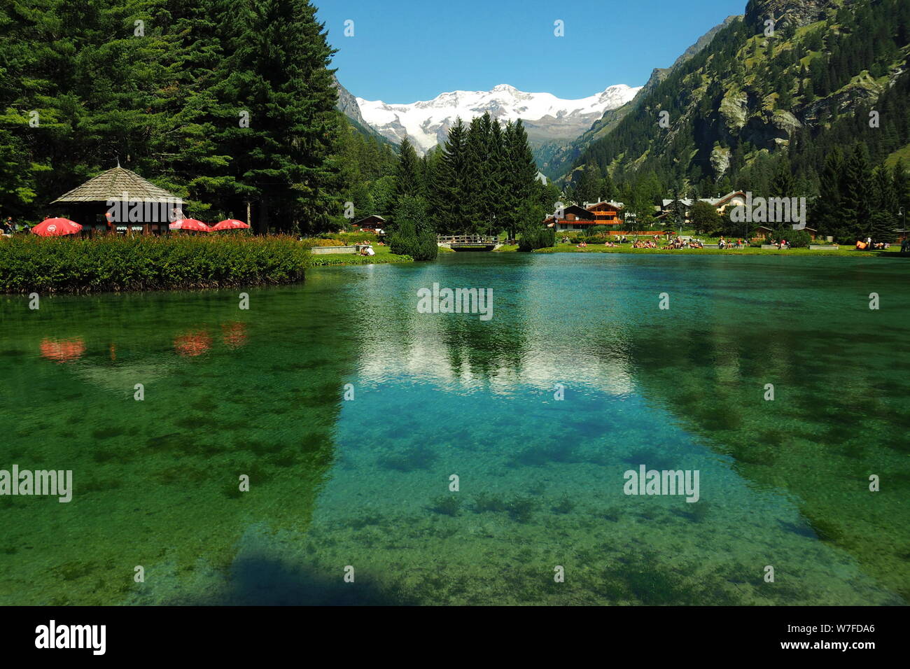 Lago di Gressoney-Saint-Jean, Asta, Italia Foto Stock