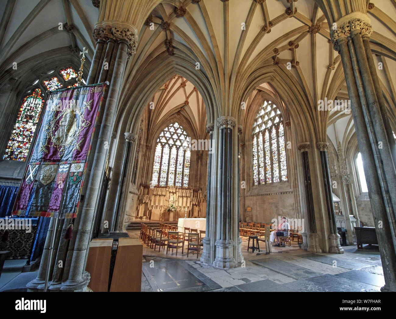 Cattedrale di Wells offre un momento di riflessione nella cappella Foto Stock