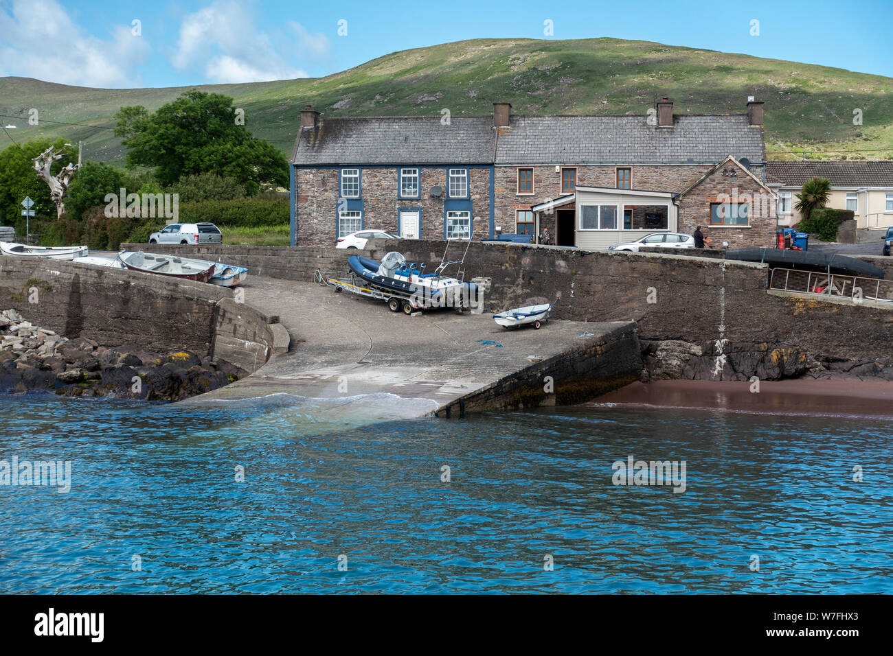 Brandon Harbour su Brandon Bay sulla penisola di Dingle, nella contea di Kerry, Repubblica di Irlanda Foto Stock