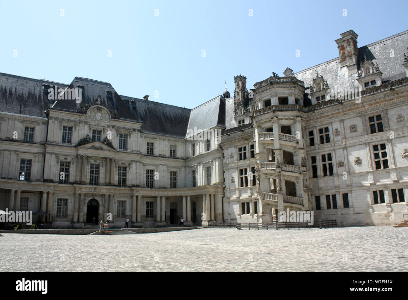 Castello Reale di Blois, Loir-et-Cher, Centre, Francia. Ala Rinascimentale di Re Francesco I, con una scalinata a spirale Foto Stock