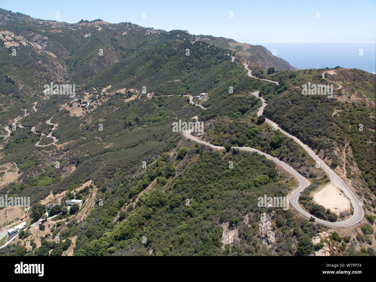 Vista aerea di Mulholland Drive, Los Angeles, California Foto Stock
