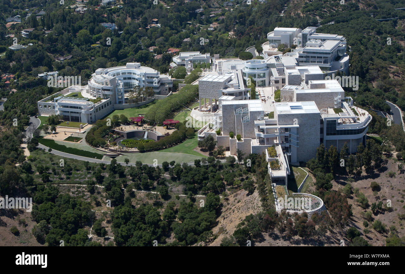 Vista aerea del J. Paul Getty Museum of Art di Los Angeles in California Foto Stock