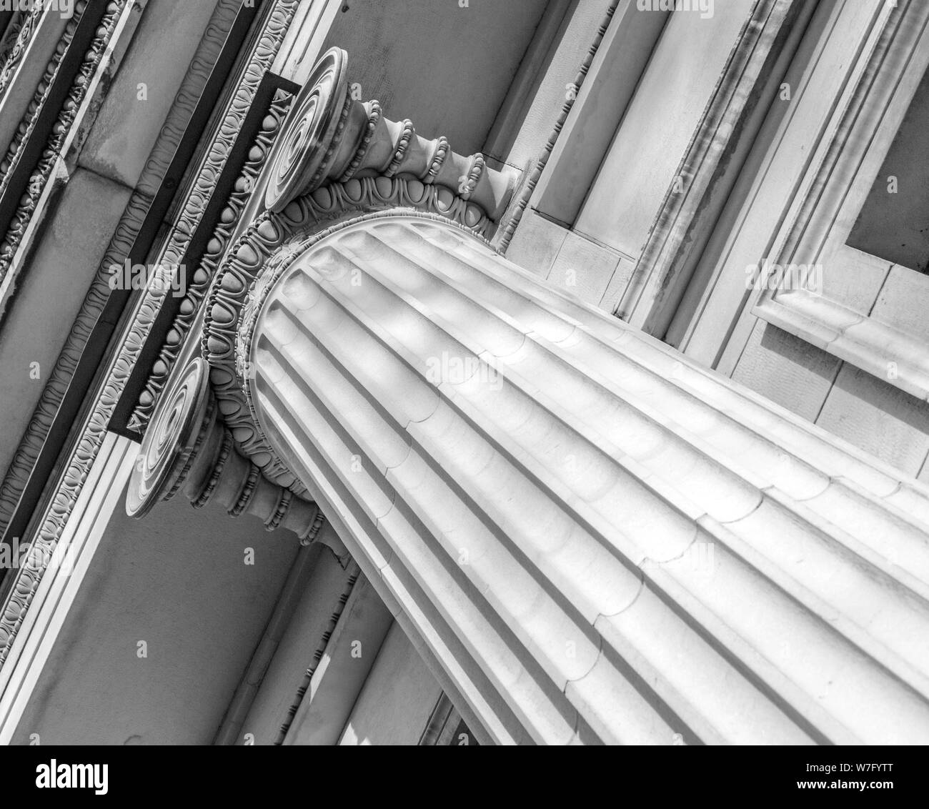 Ionio capitale colonna dettagli architettonici. Foto Stock