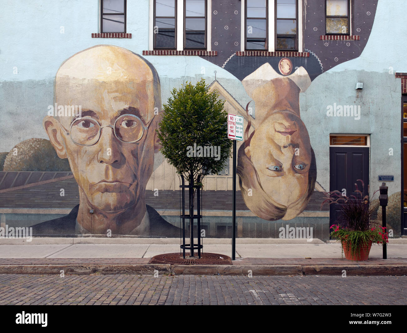 Gotico americano murale, Columbus, Ohio Foto Stock
