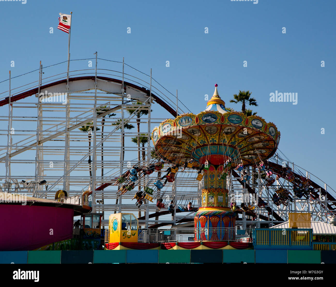 Parco dei divertimenti di giostre in Santa Cruz, la sede della contea e la città più grande di Santa Cruz County, California Foto Stock
