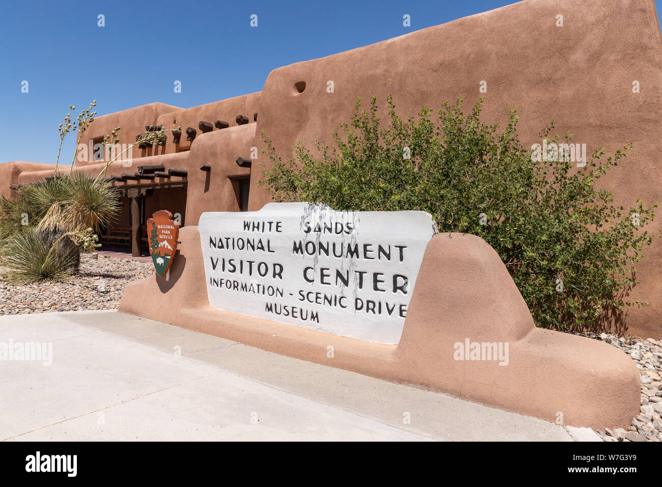 White Sands National Monument Visitor Center segno Foto Stock