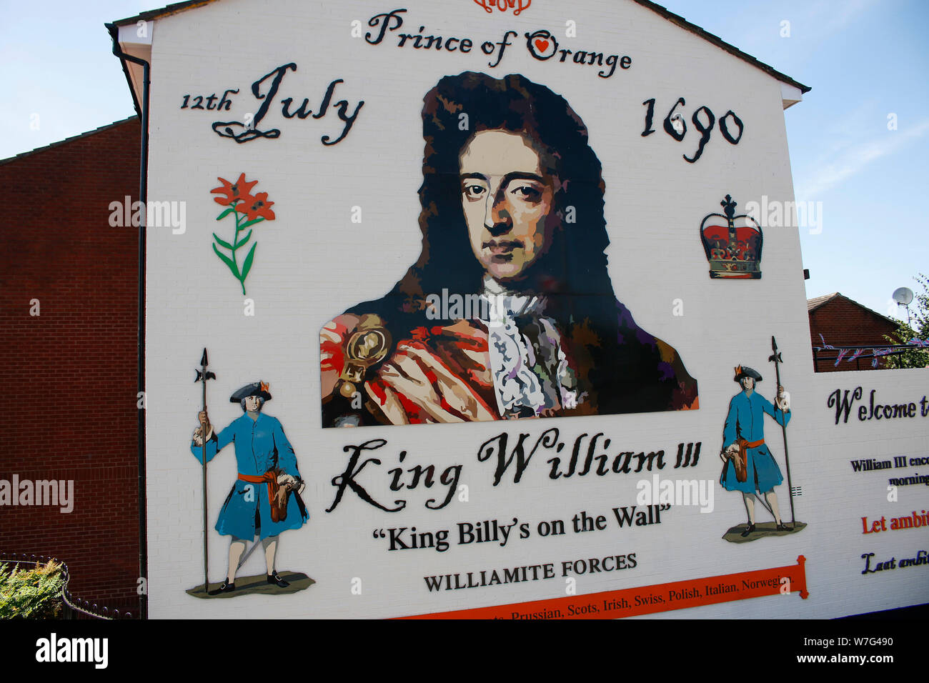 Il principe William III murale, Sandy Row, Belfast, Nordirland/ Irlanda del Nord (nur fuer redaktionelle Verwendung. Keine Werbung. Referenzdatenbank: http Foto Stock