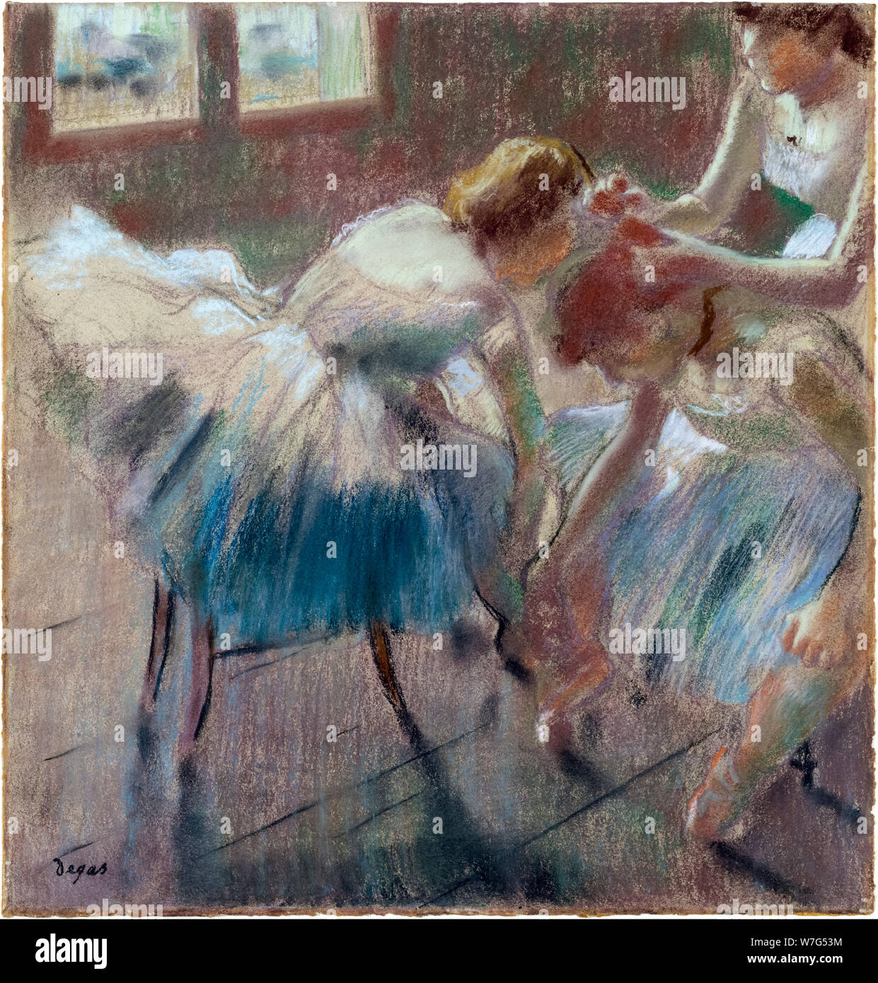 Edgar Degas, tre ballerini che si preparano per la Classe, disegno pastello, dopo il 1878 Foto Stock