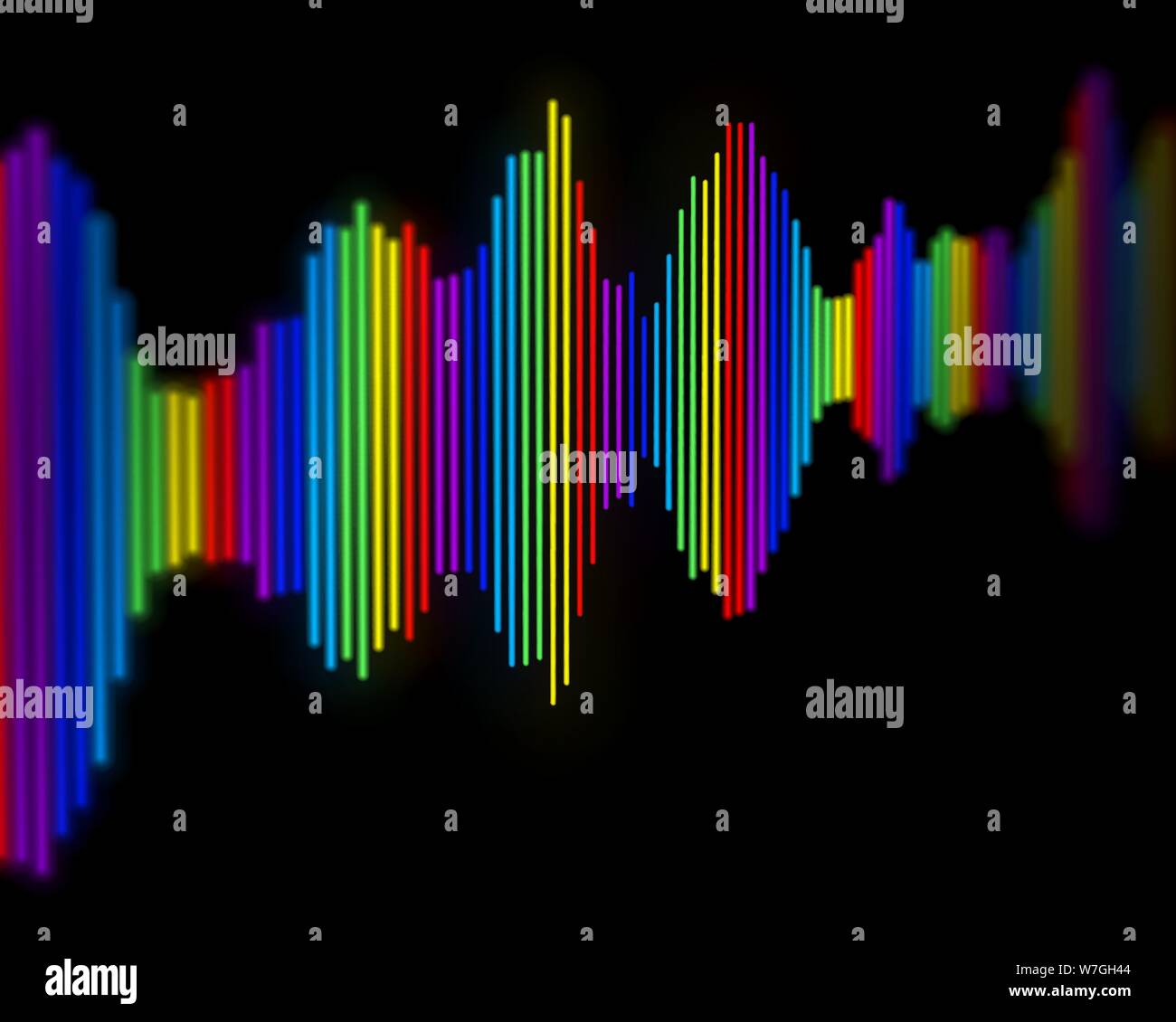 Tecnologia di riconoscimento vocale o concetto di registrazione del suono: Onde sonore multicolore. Illustrazione Vettoriale