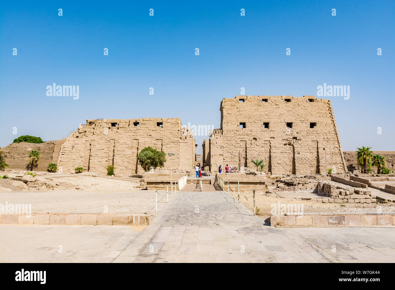 Ingresso al Tempio di Karnak a Luxor, Egitto Foto Stock