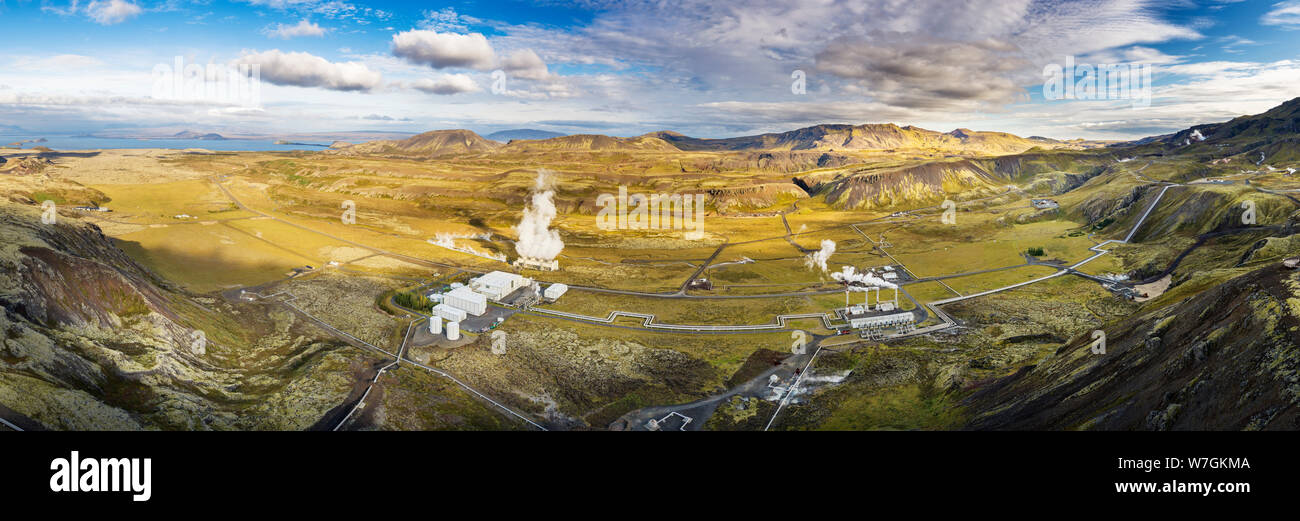Nesjavellir Stazione Elettrica Geotermica, Islanda Foto Stock